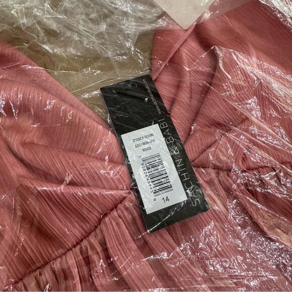 Sachin & Babi Jessica Gown Size 14 Pink Rouge Empire Waist Sleeveless Bridesmaid - Picture 7 of 7